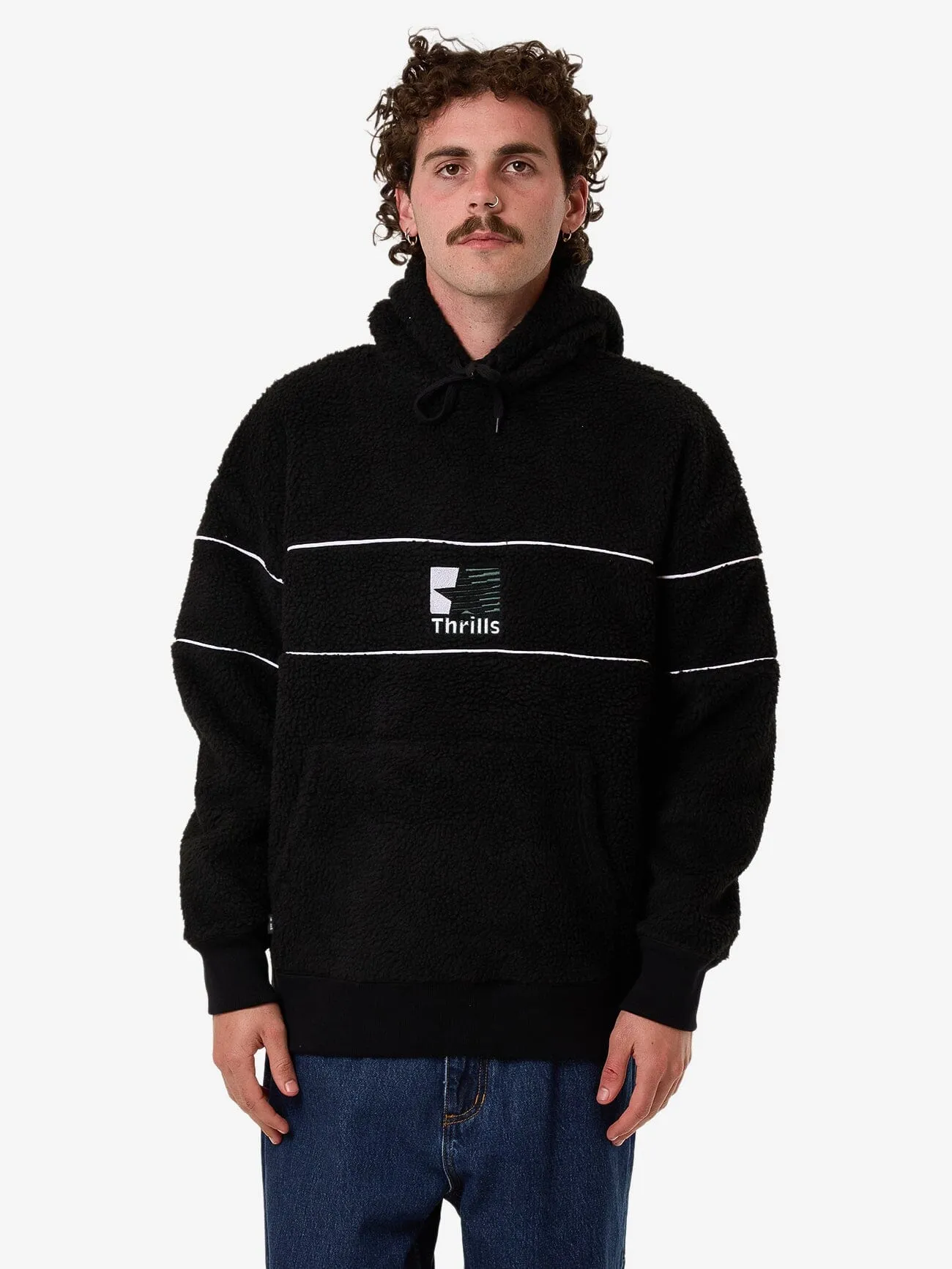 Hazed Slouch Hood Polar Fleece - Black