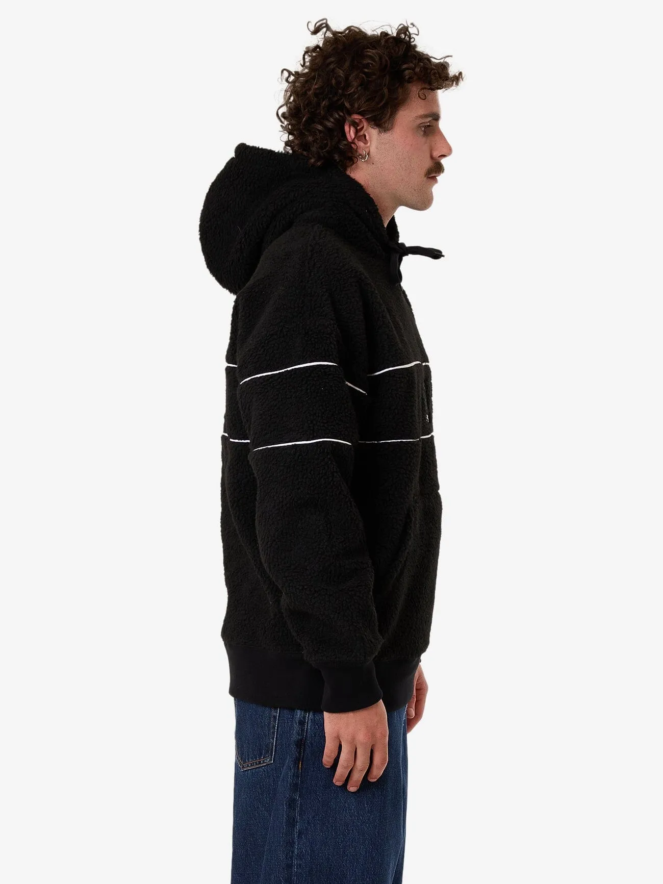 Hazed Slouch Hood Polar Fleece - Black