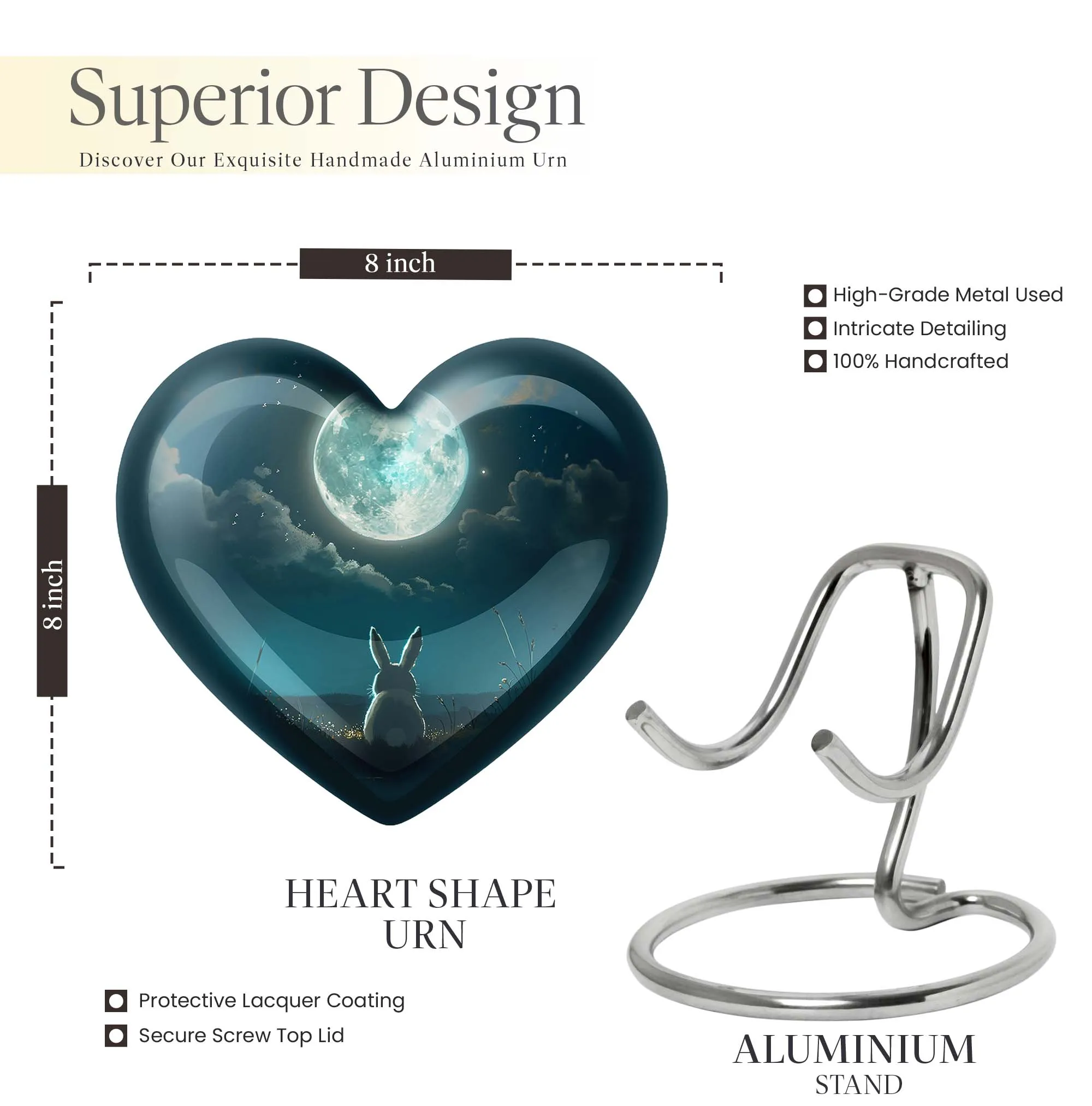 Heart's Solace: White Bunny Moon Cremation Urn For Ashes