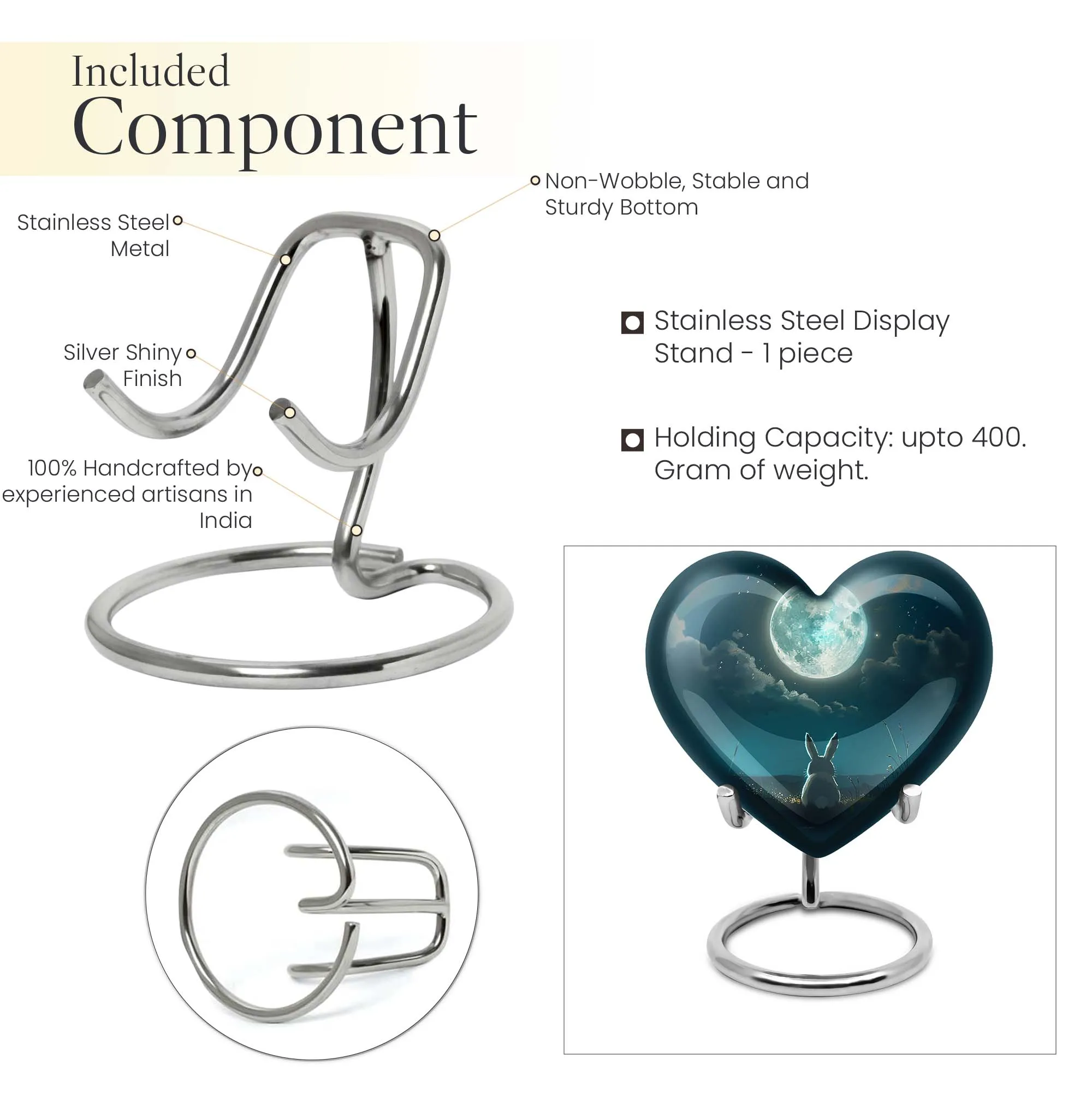 Heart's Solace: White Bunny Moon Cremation Urn For Ashes