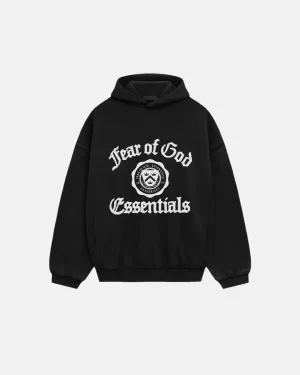 Heavy Fleece Vintage Shrunken Hoodie in Black