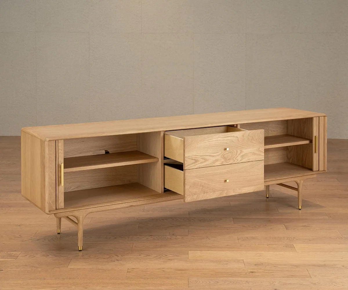 Hendrick 79" Media Stand II  - White Oak