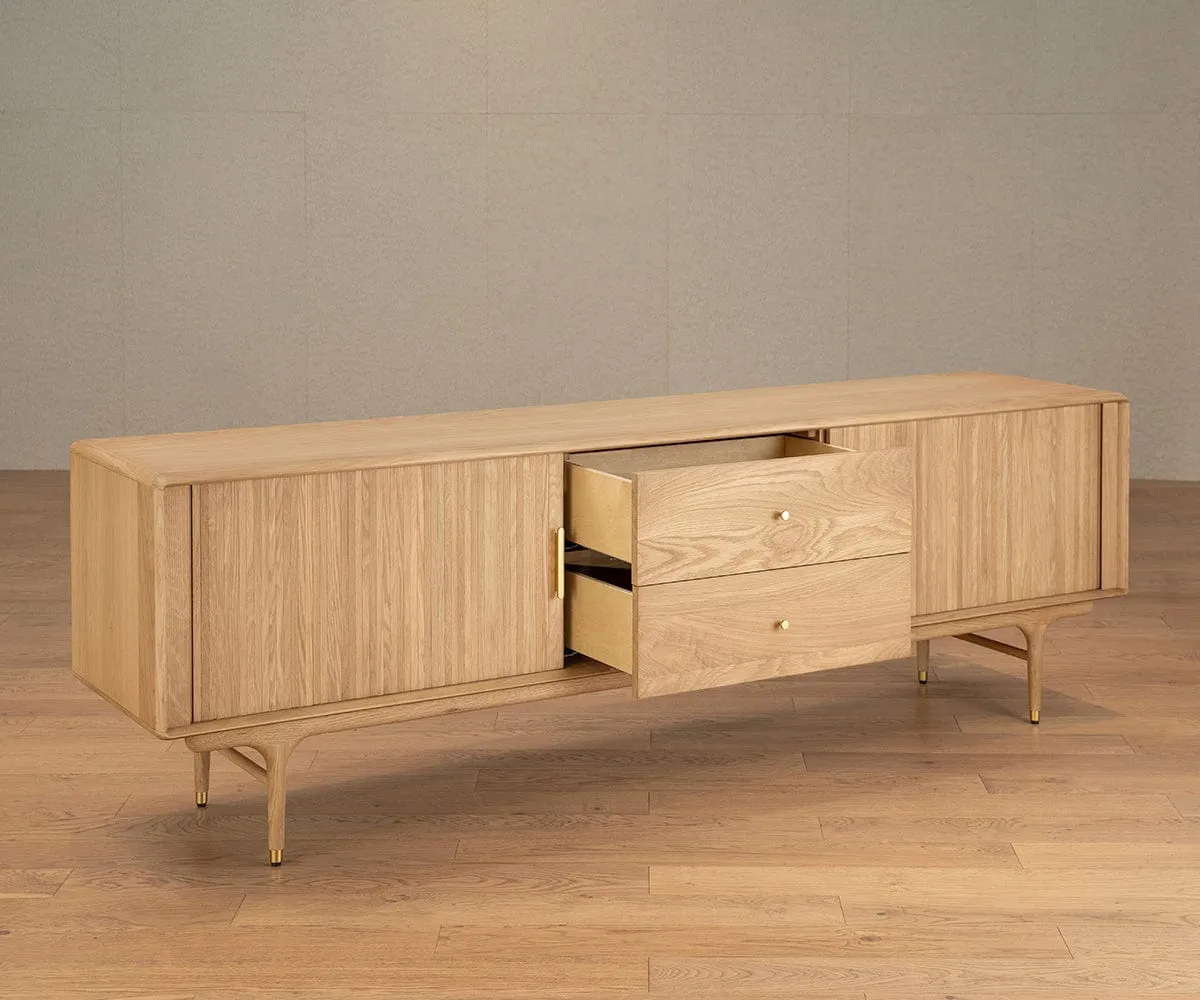 Hendrick 79" Media Stand II  - White Oak