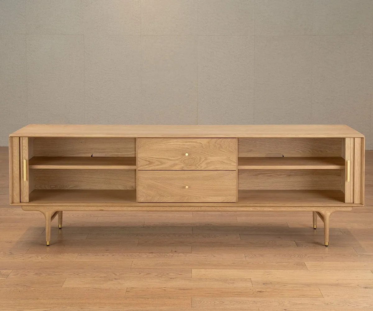 Hendrick 79" Media Stand II  - White Oak