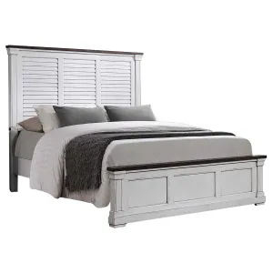 Hillcrest Wood Panel Bed Distressed White