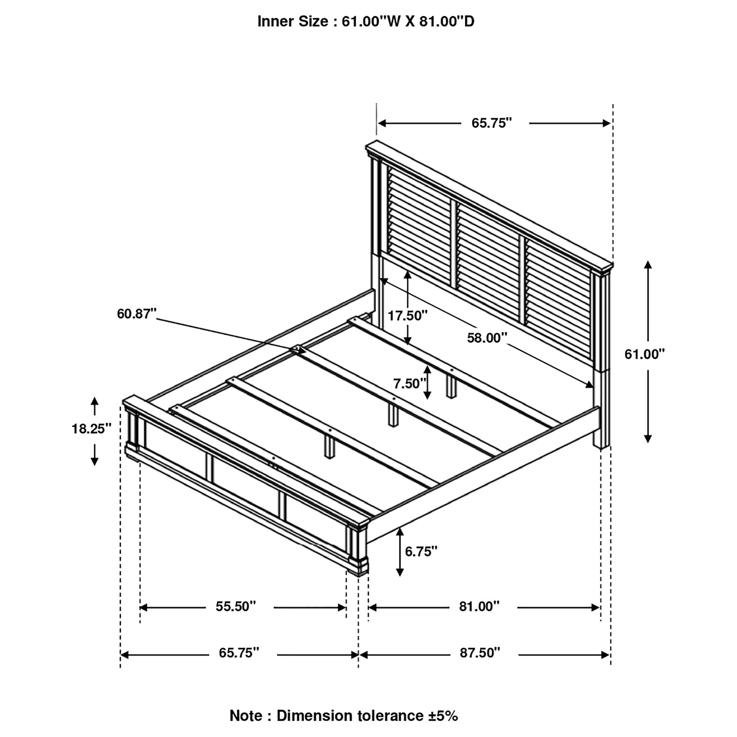Hillcrest Wood Panel Bed Distressed White