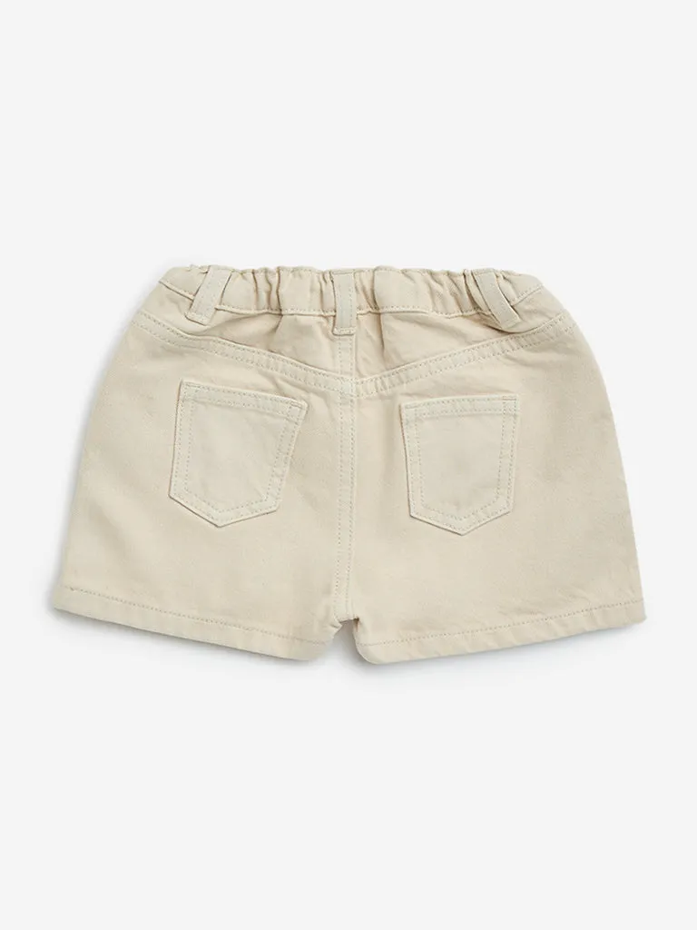 HOP Baby Light Taupe High-Rise Denim Shorts