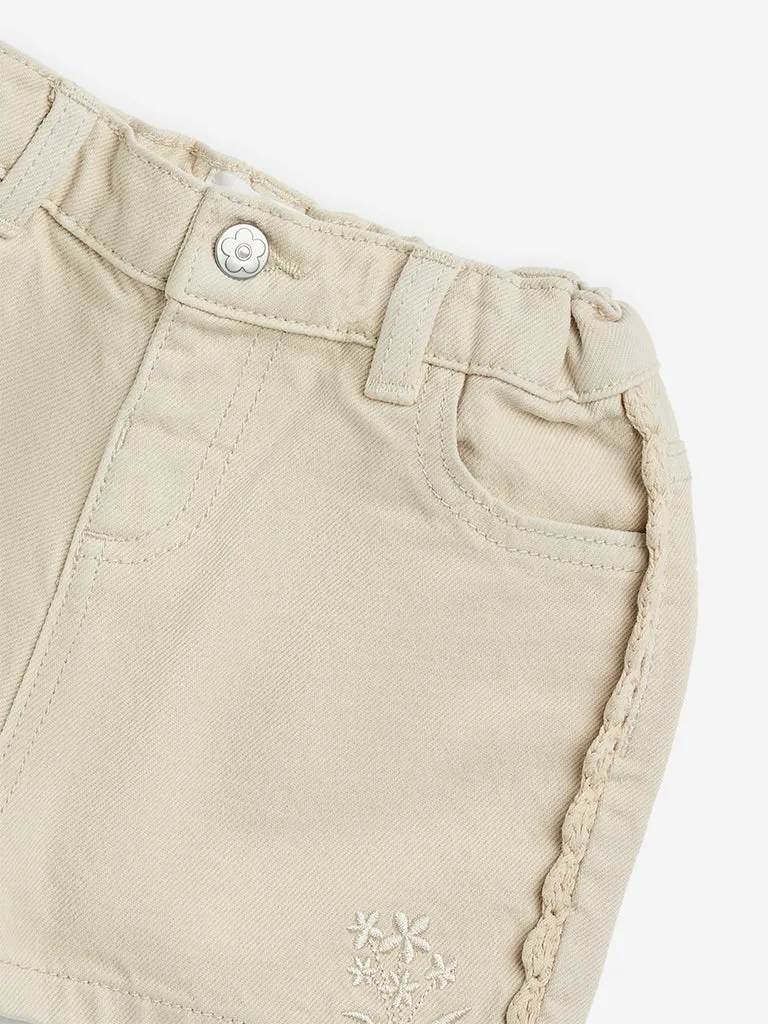 HOP Baby Light Taupe High-Rise Denim Shorts