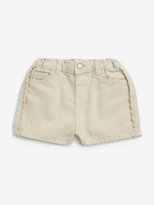 HOP Baby Light Taupe High-Rise Denim Shorts