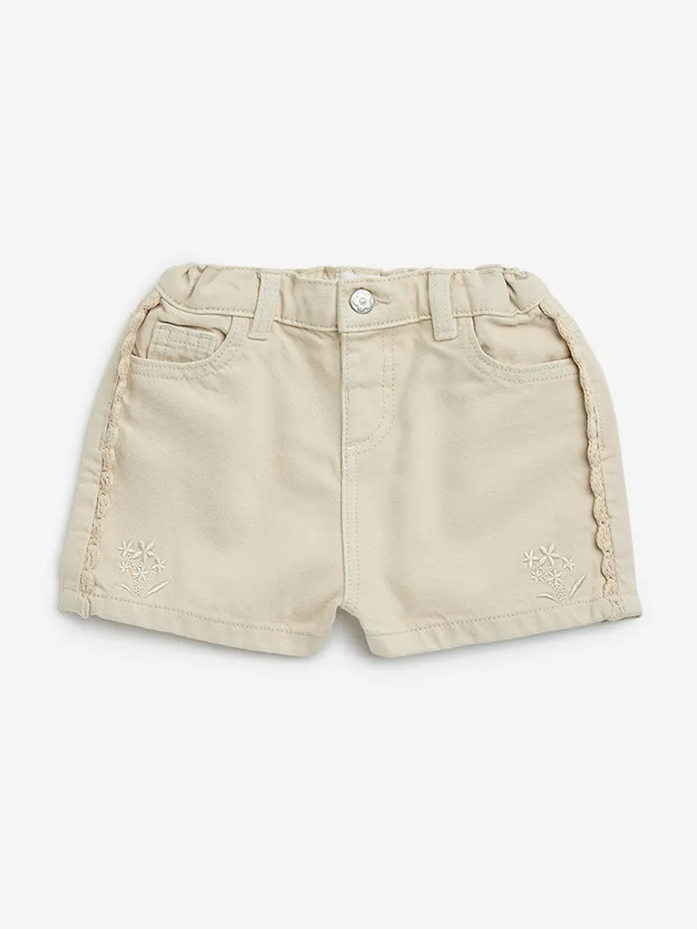 HOP Baby Light Taupe High-Rise Denim Shorts