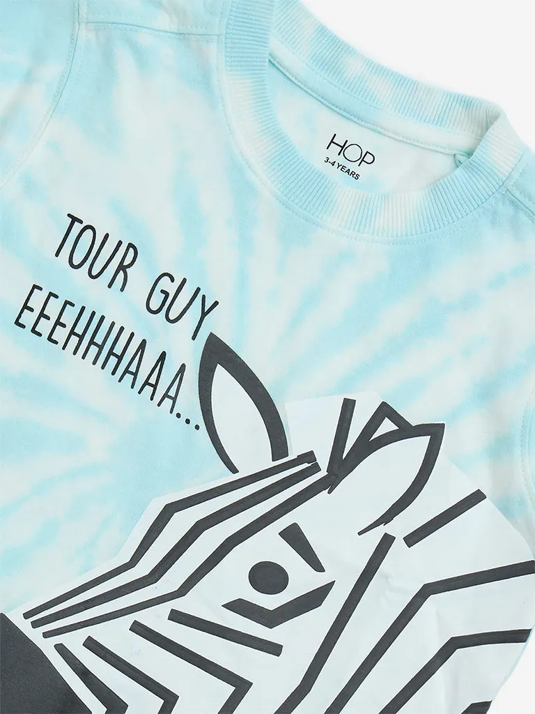 HOP Kids Blue Animal Design Cotton T-Shirt
