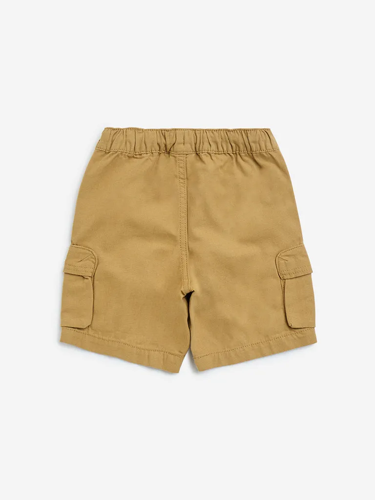 HOP Kids Mustard Mid-Rise Cotton Shorts