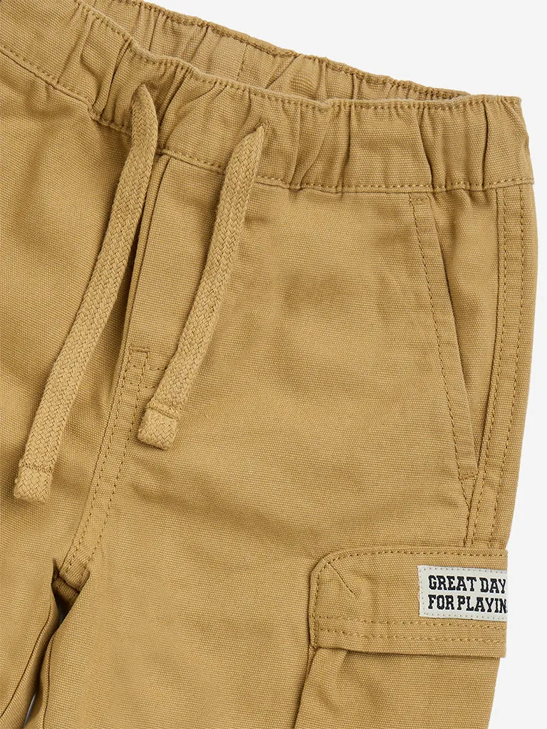 HOP Kids Mustard Mid-Rise Cotton Shorts