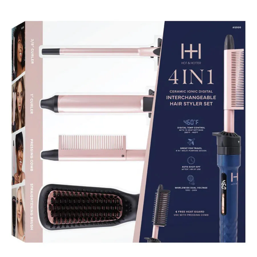 Hot & Hotter 4 in 1 Ceramic Ionic Digital Interchangeable Hair Style Set