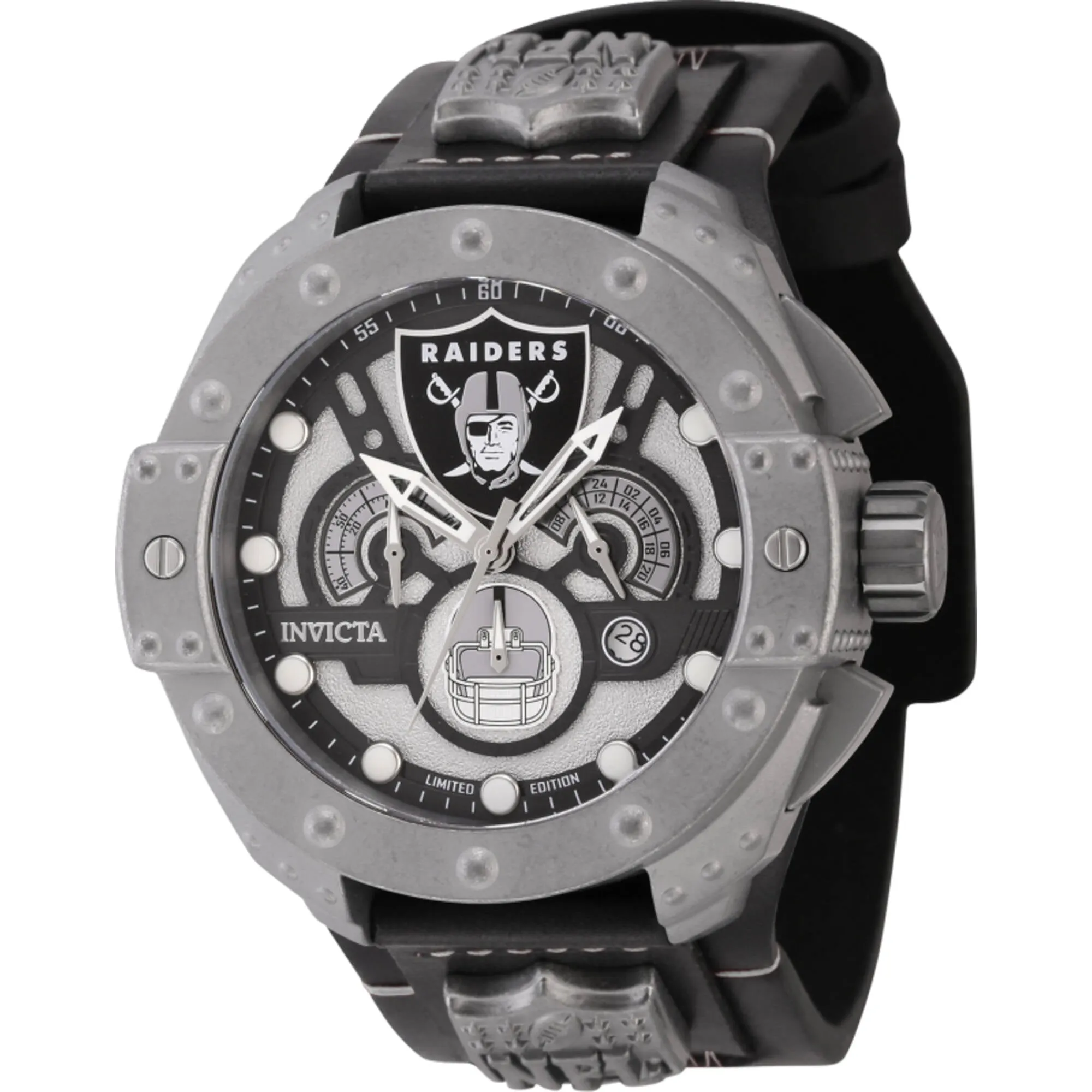 Invicta Men's Watch - NFL Las Vegas Raiders Chrono Gunmetal and Silver Dial | 45116