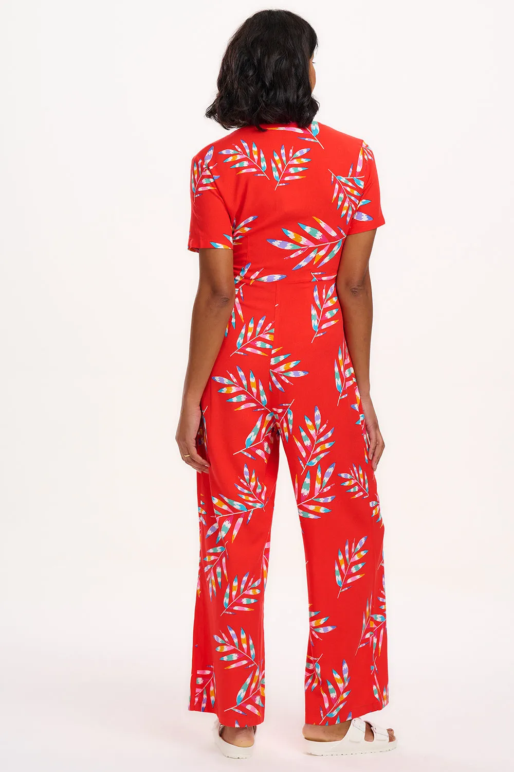 Isadora Jumpsuit - Red. Rainbow Fronds