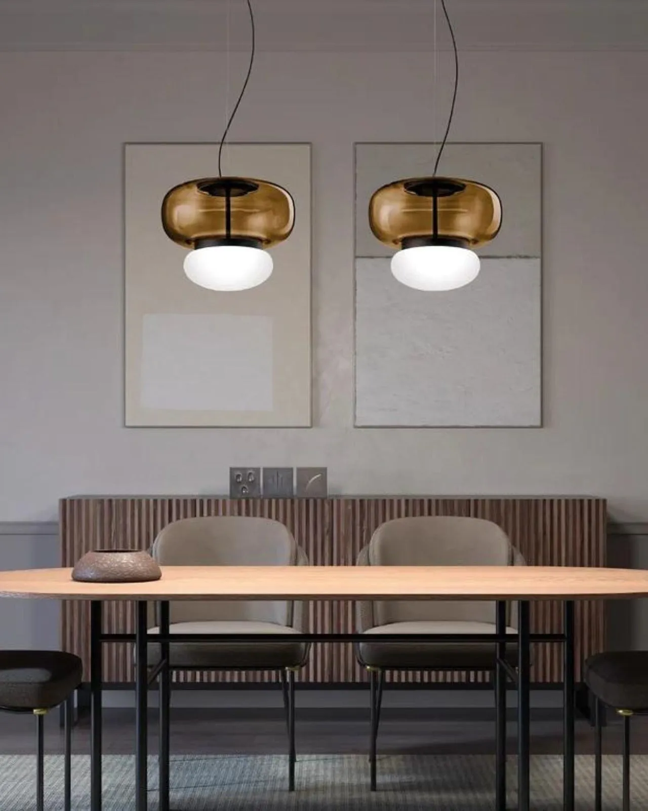 Italian Double Glass Shade Pendant