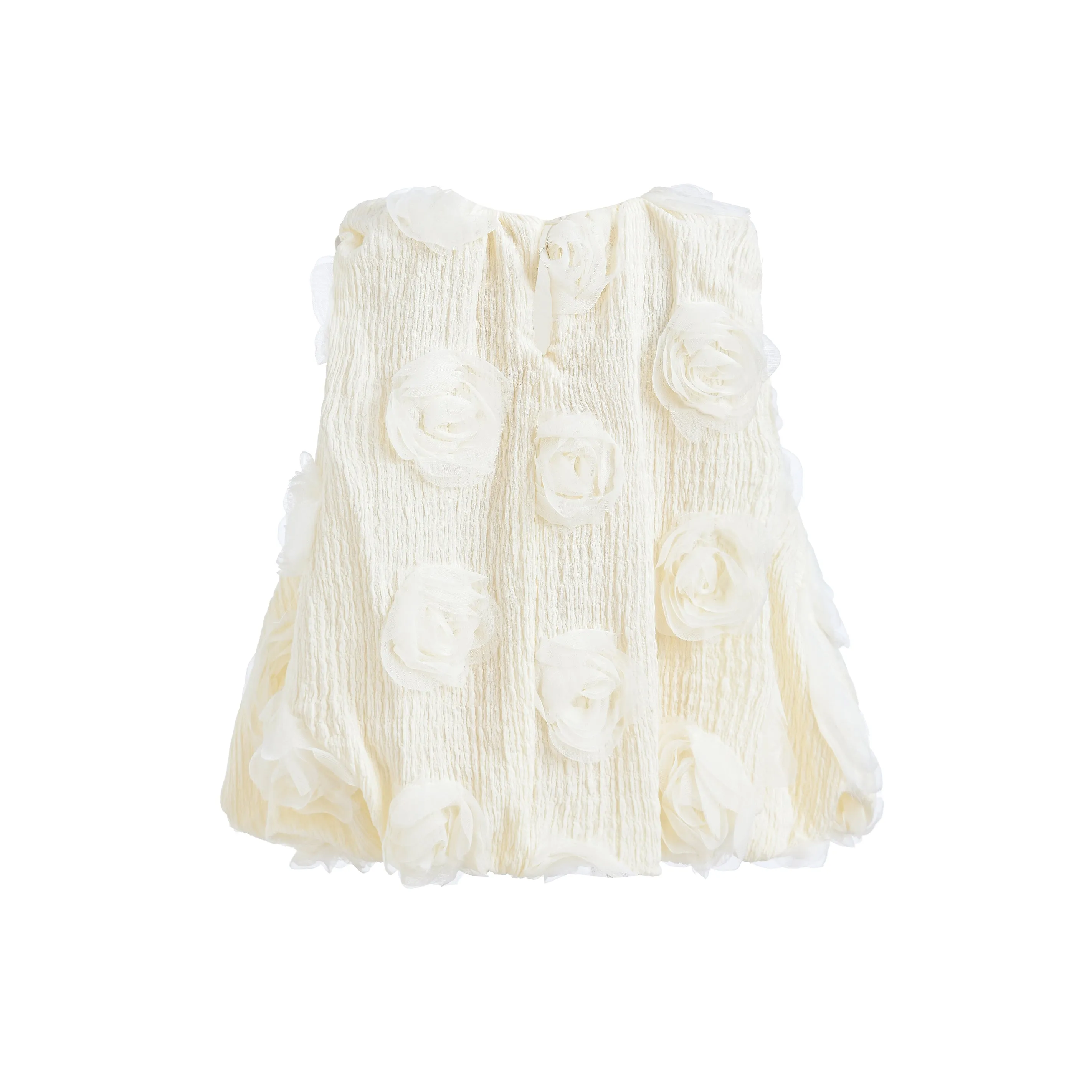 Ivory Bow Flower Sleeveless Dress