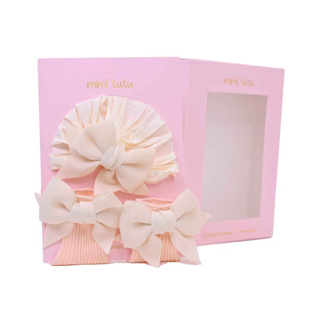 Ivory Bow Pink Sock Gift Set
