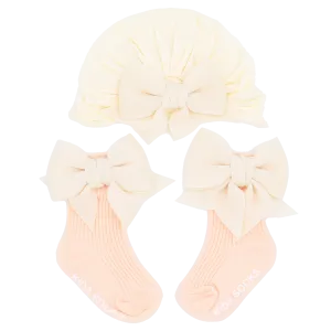 Ivory Bow Pink Sock Gift Set