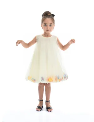 Ivory Floral Layered Sleeveless Dress