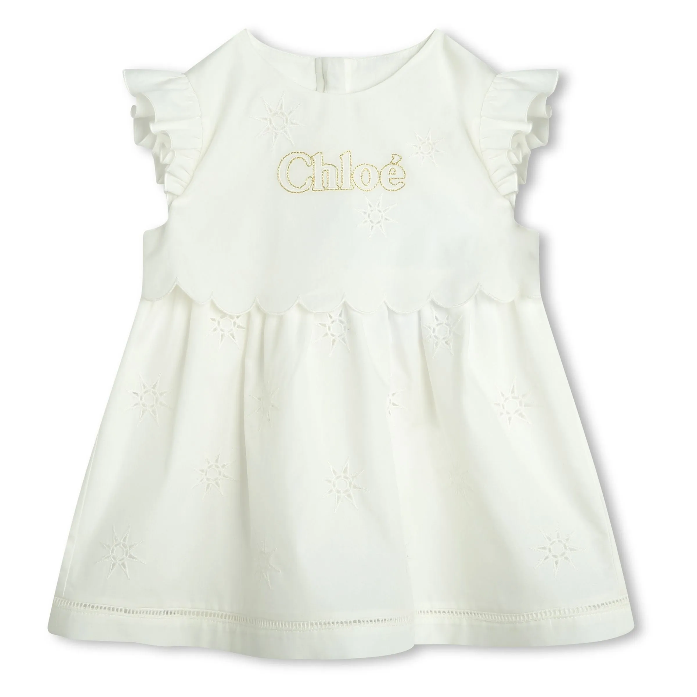 Ivory Star Embroidered Dress   Hat Set