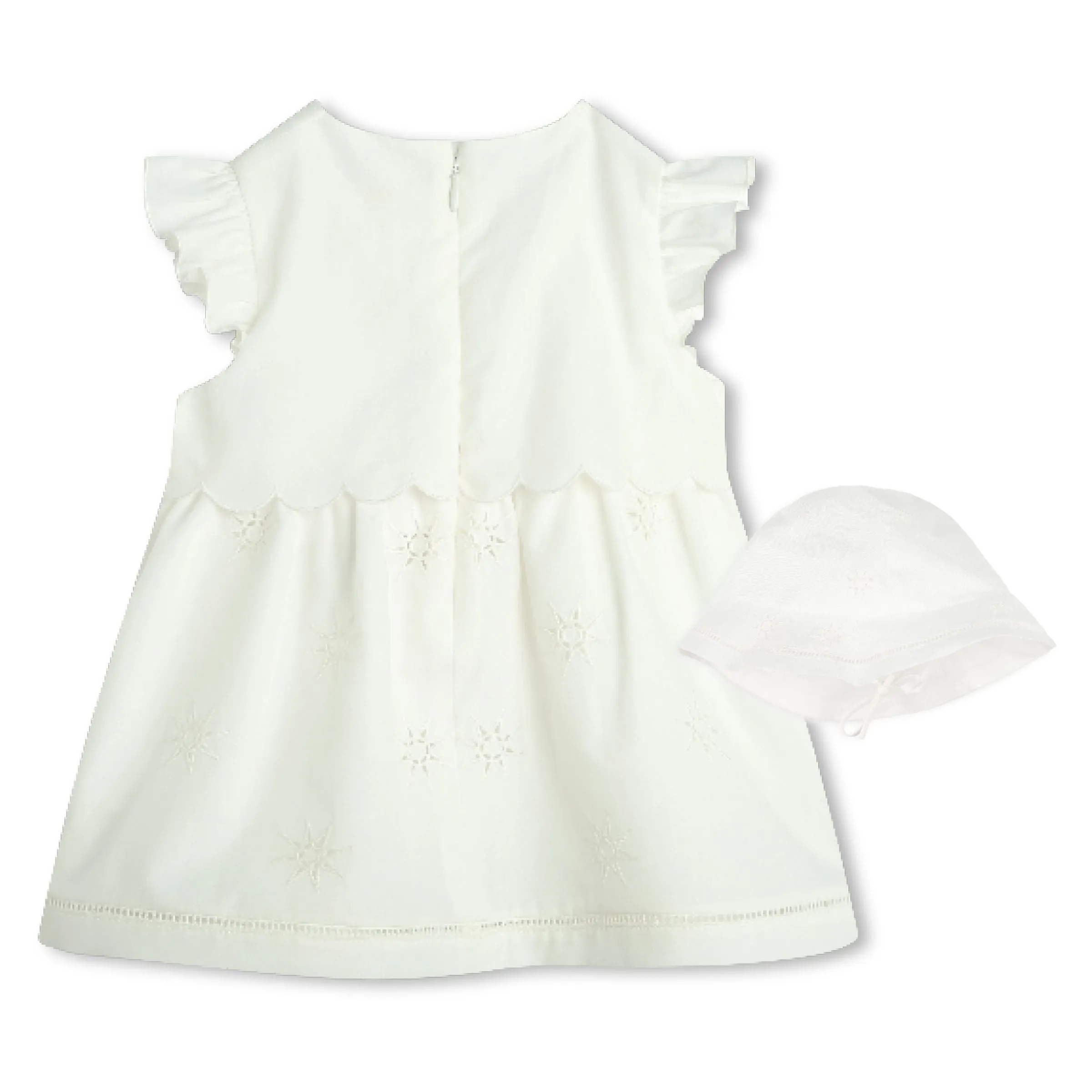 Ivory Star Embroidered Dress   Hat Set