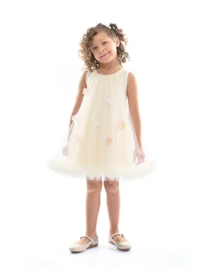 Ivory Tulle Layered Floral Dress