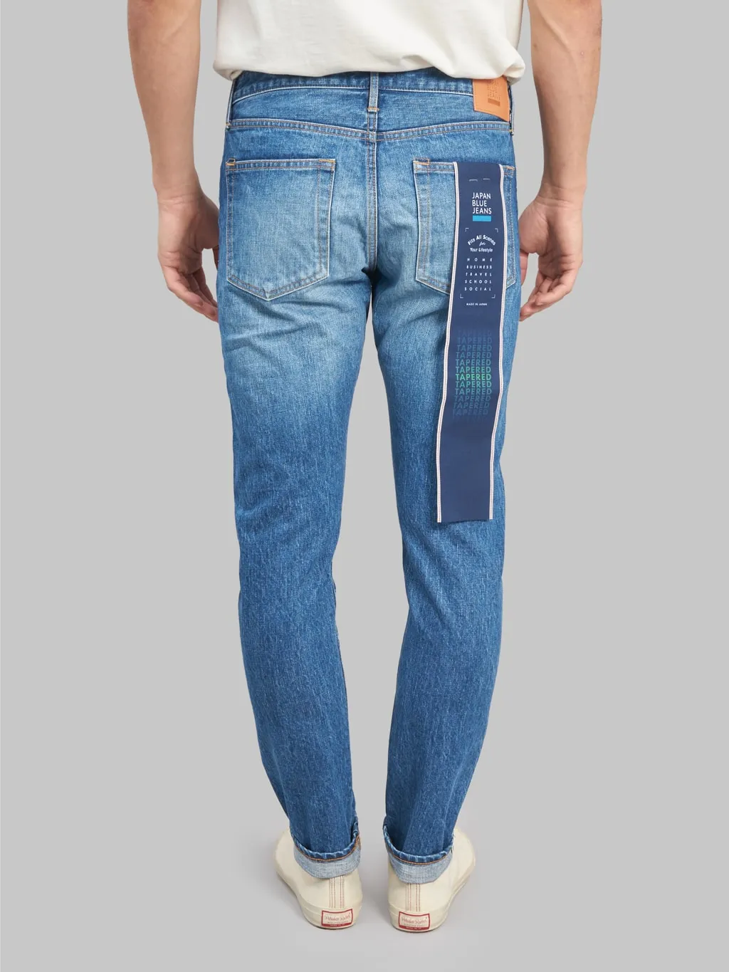 Japan Blue J201-MID 14.8oz US Cotton Stonewashed Tapered Jeans Middle Indigo