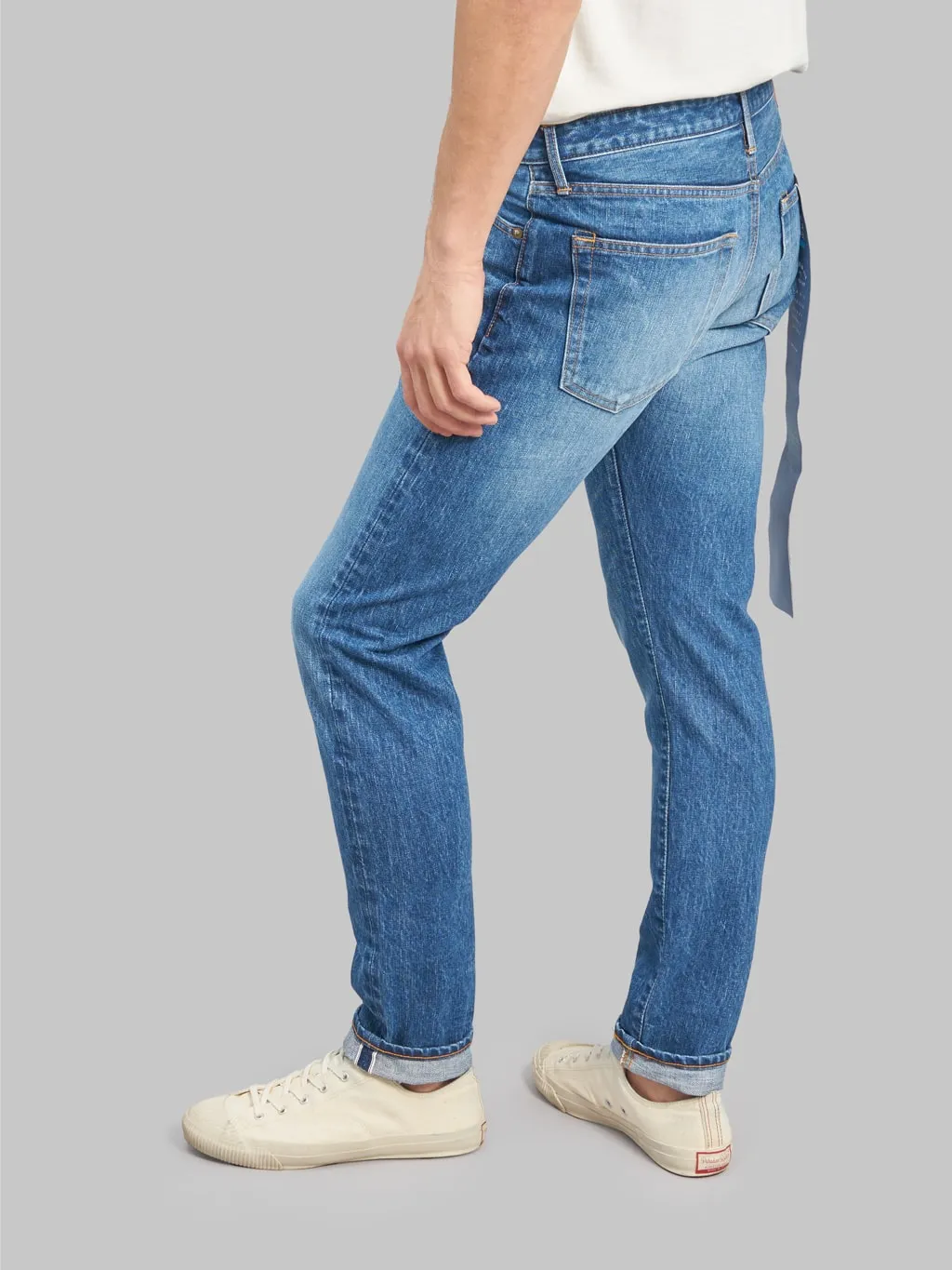 Japan Blue J201-MID 14.8oz US Cotton Stonewashed Tapered Jeans Middle Indigo