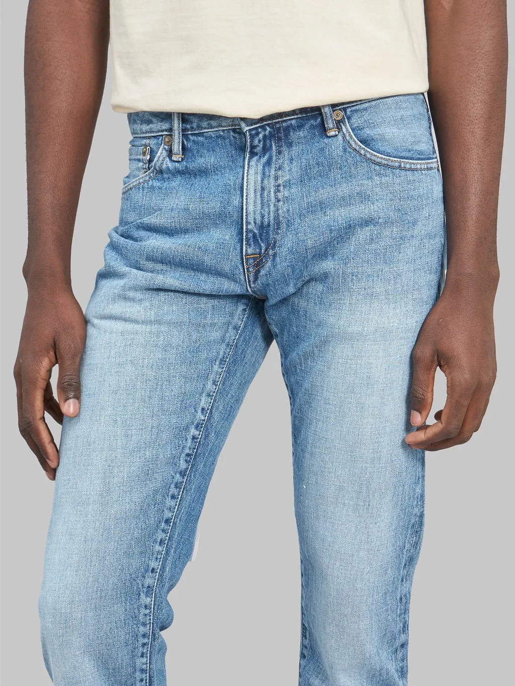 Japan Blue J304-LI 12.5oz Africa cotton Stonewashed Straight Jeans Light Indigo