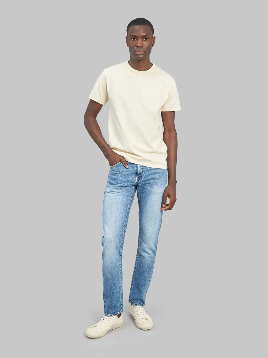 Japan Blue J304-LI 12.5oz Africa cotton Stonewashed Straight Jeans Light Indigo