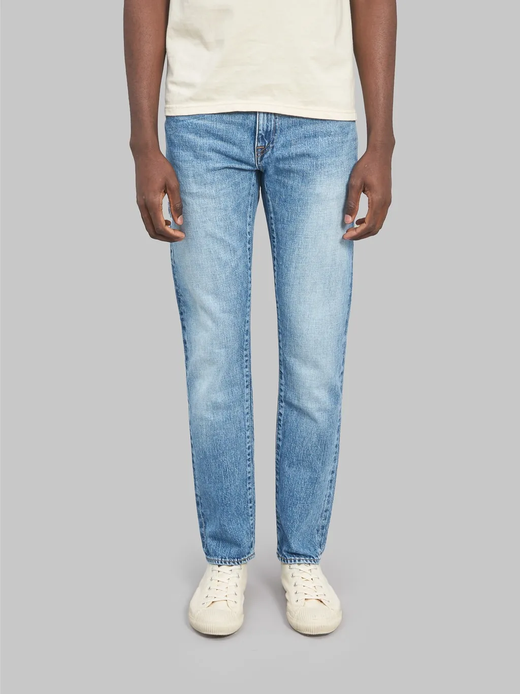 Japan Blue J304-LI 12.5oz Africa cotton Stonewashed Straight Jeans Light Indigo