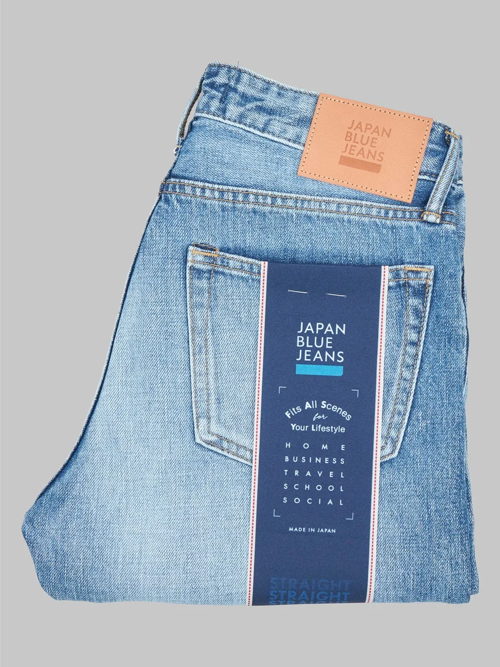 Japan Blue J304-LI 12.5oz Africa cotton Stonewashed Straight Jeans Light Indigo