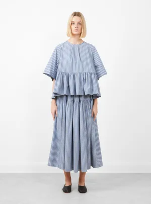 Japanese Striped Cotton Delilah Top Blue, White and Navy
