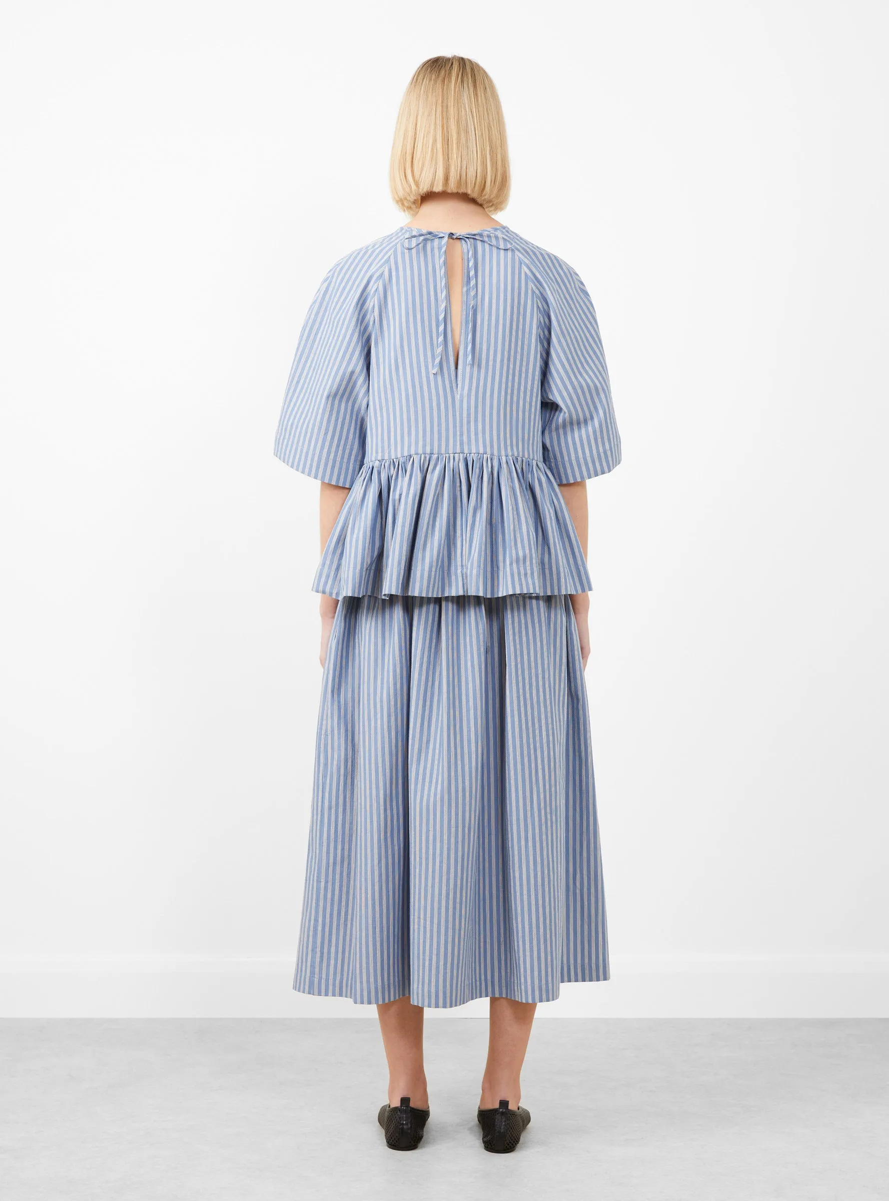 Japanese Striped Cotton Delilah Top Blue, White and Navy