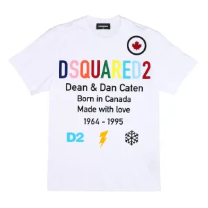 Kids DSQUARED2 White Flock Logo T-Shirt