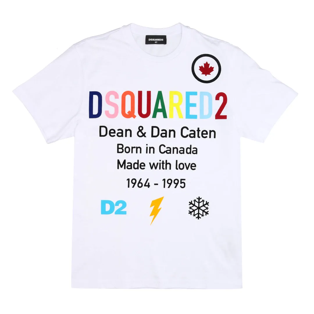 Kids DSQUARED2 White Flock Logo T-Shirt