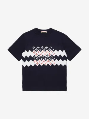 Kids Zigzag Logo T-Shirt in Navy