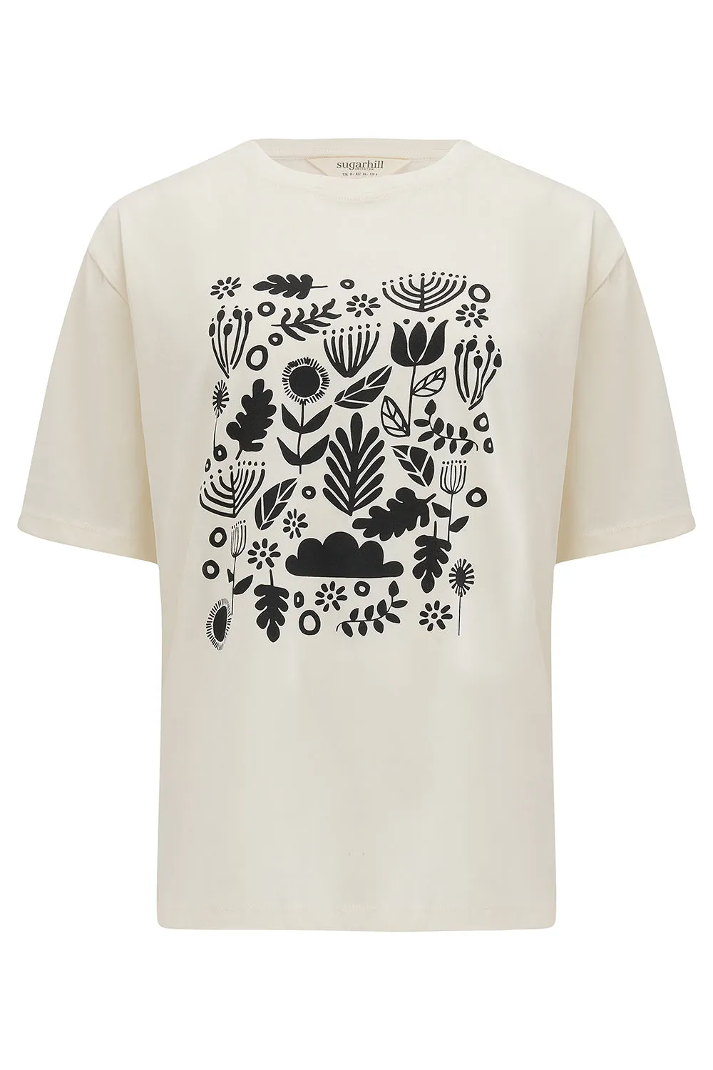 Kinsley Relaxed T-Shirt - Off-White/Black. Folk Floral