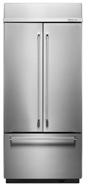 Kitchenaid KBFN506ESS 20.8 Cu. Ft. 36" Width Built In Stainless Steel French Door Refrigerator With Platinum Interior Design