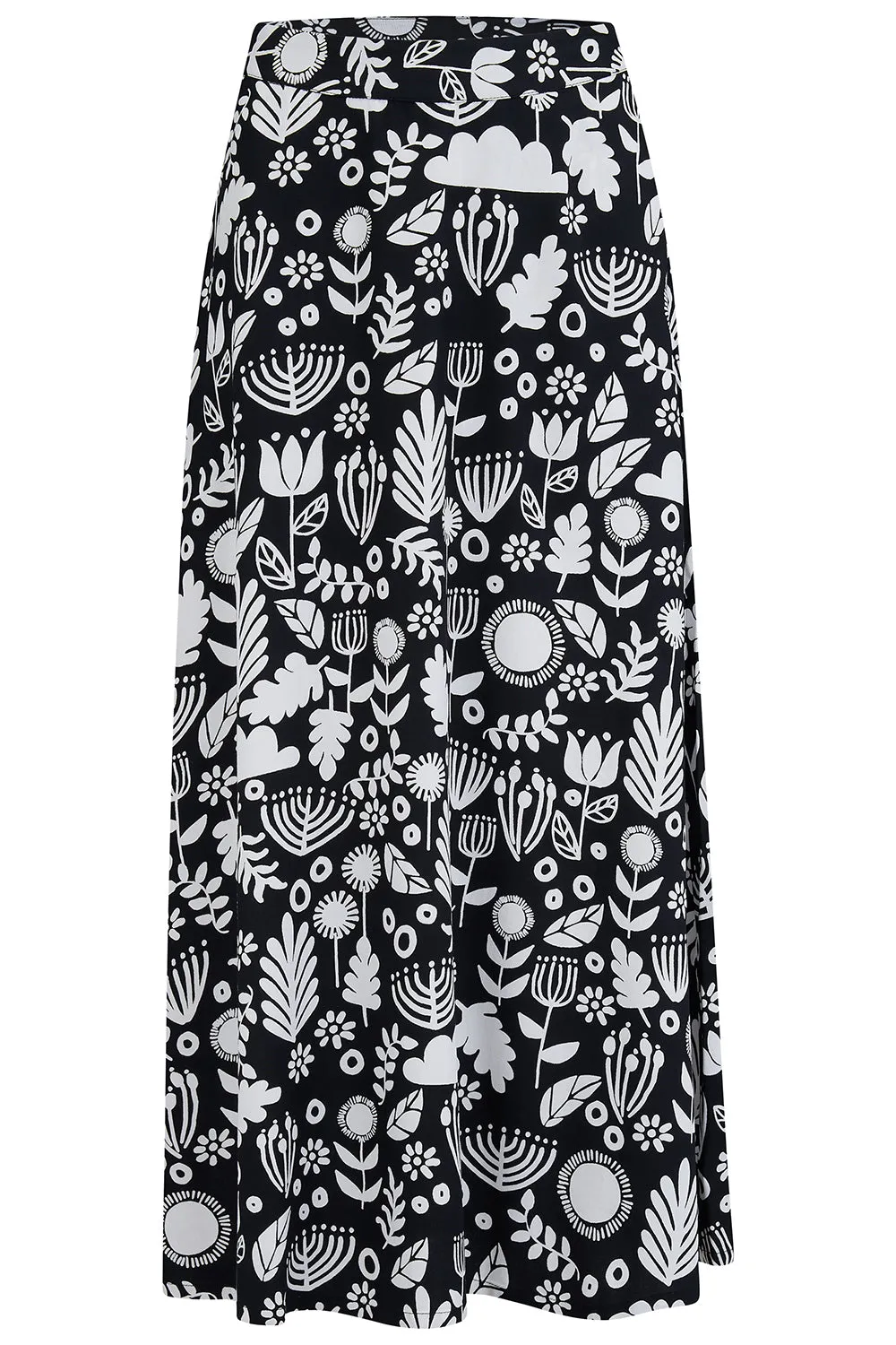 Krista Skirt - Monochrome. Folk Floral
