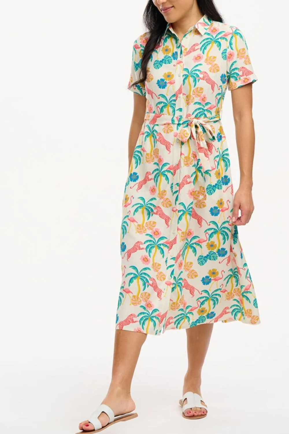 Lauretta Shirt Dress - Off-White/Multi. Summer Jungle