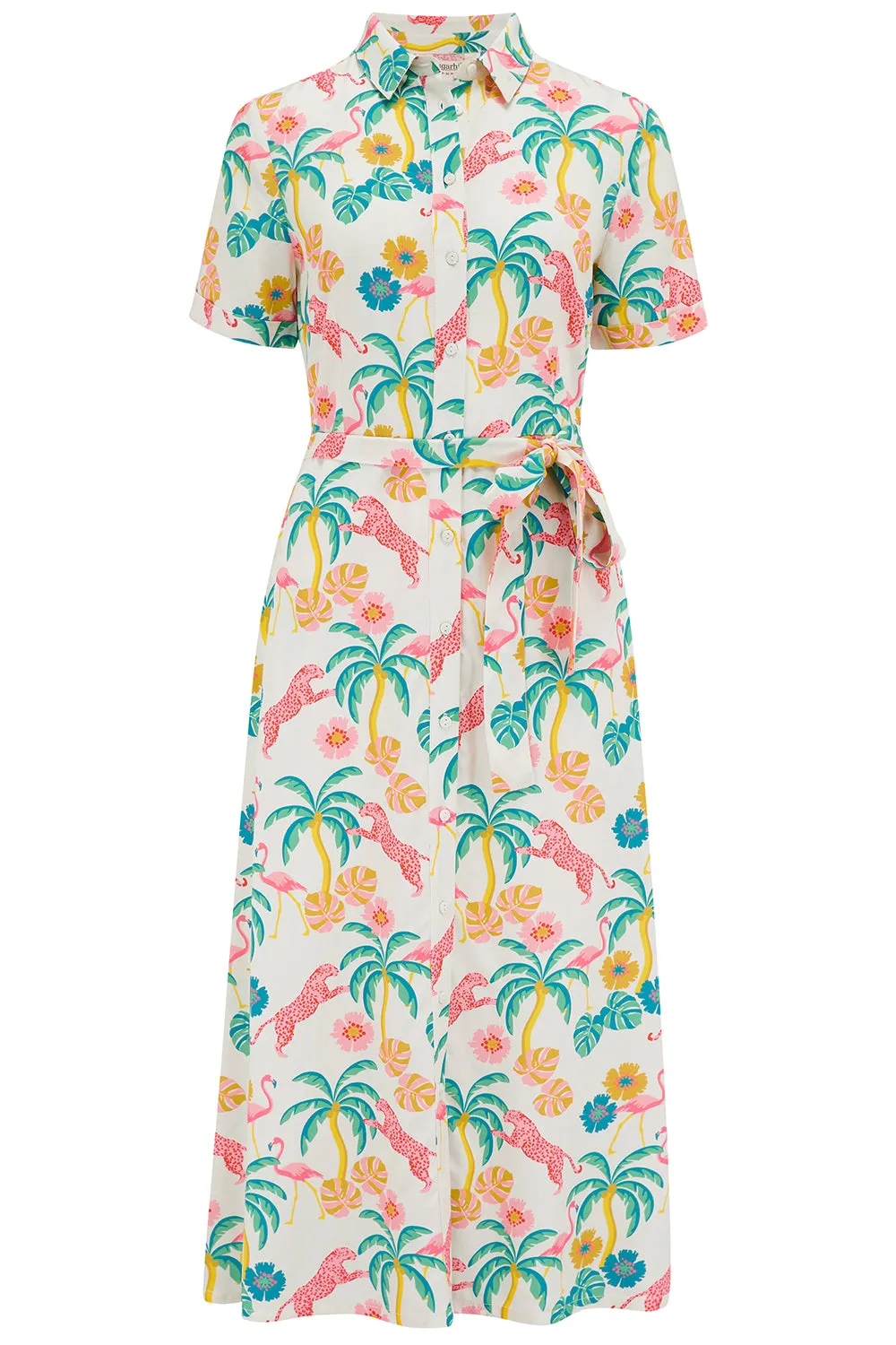 Lauretta Shirt Dress - Off-White/Multi. Summer Jungle
