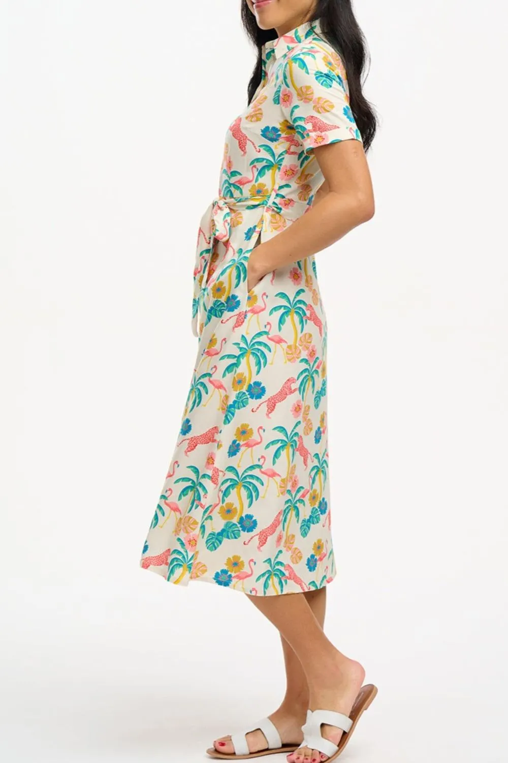 Lauretta Shirt Dress - Off-White/Multi. Summer Jungle