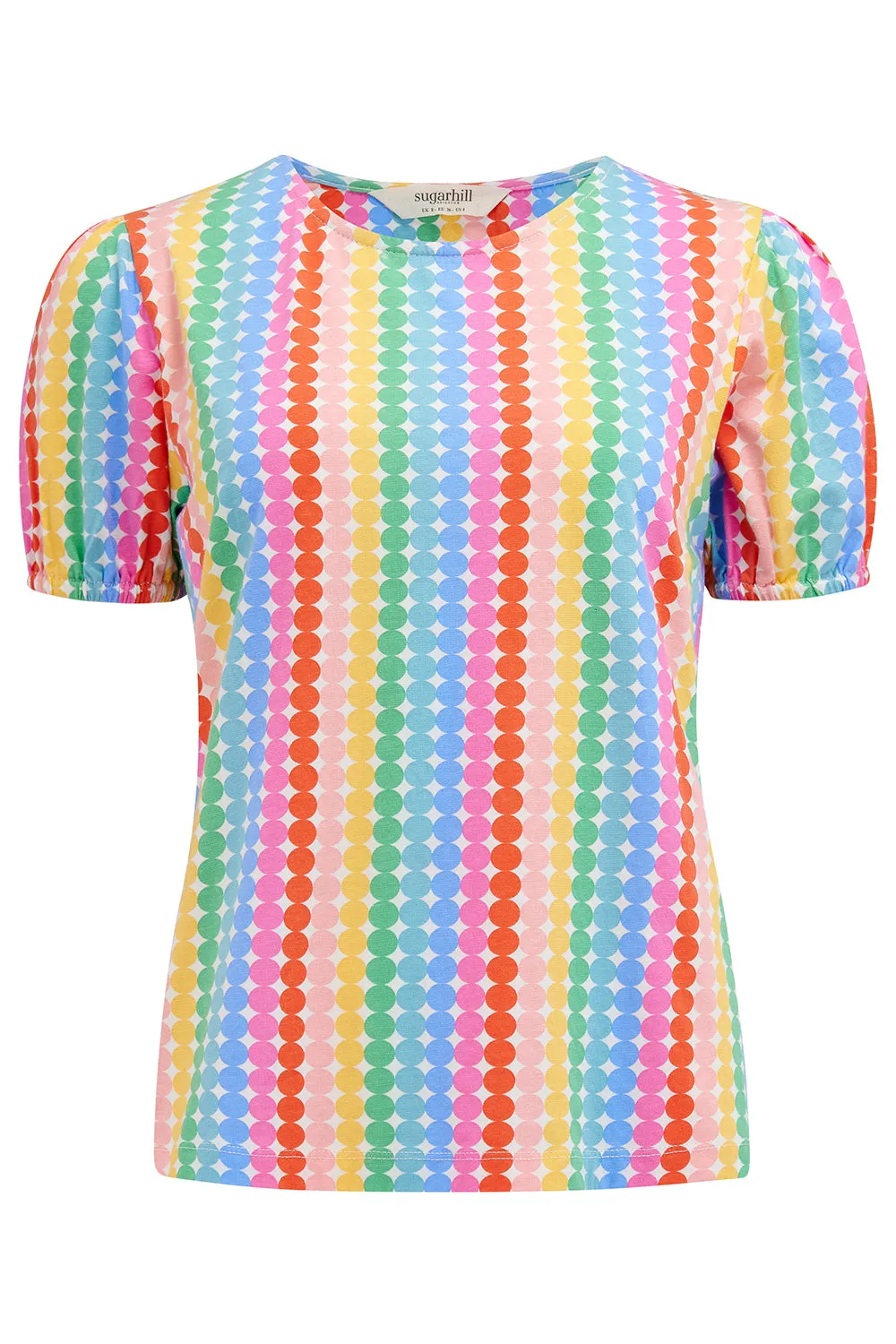 Lexley Jersey Top - Multi. Rainbow Circles