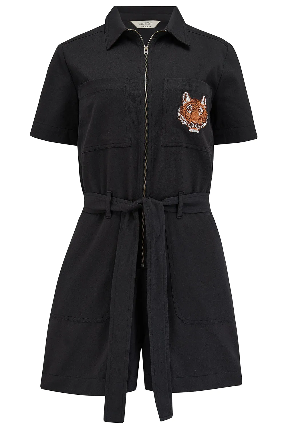 Logan Playsuit - Black. Tiger Pocket