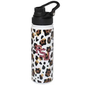 Logo Brands Stacked FSU/Leopard Print Design 21oz Stainless Steel Twist Top Insulated Bottle - White