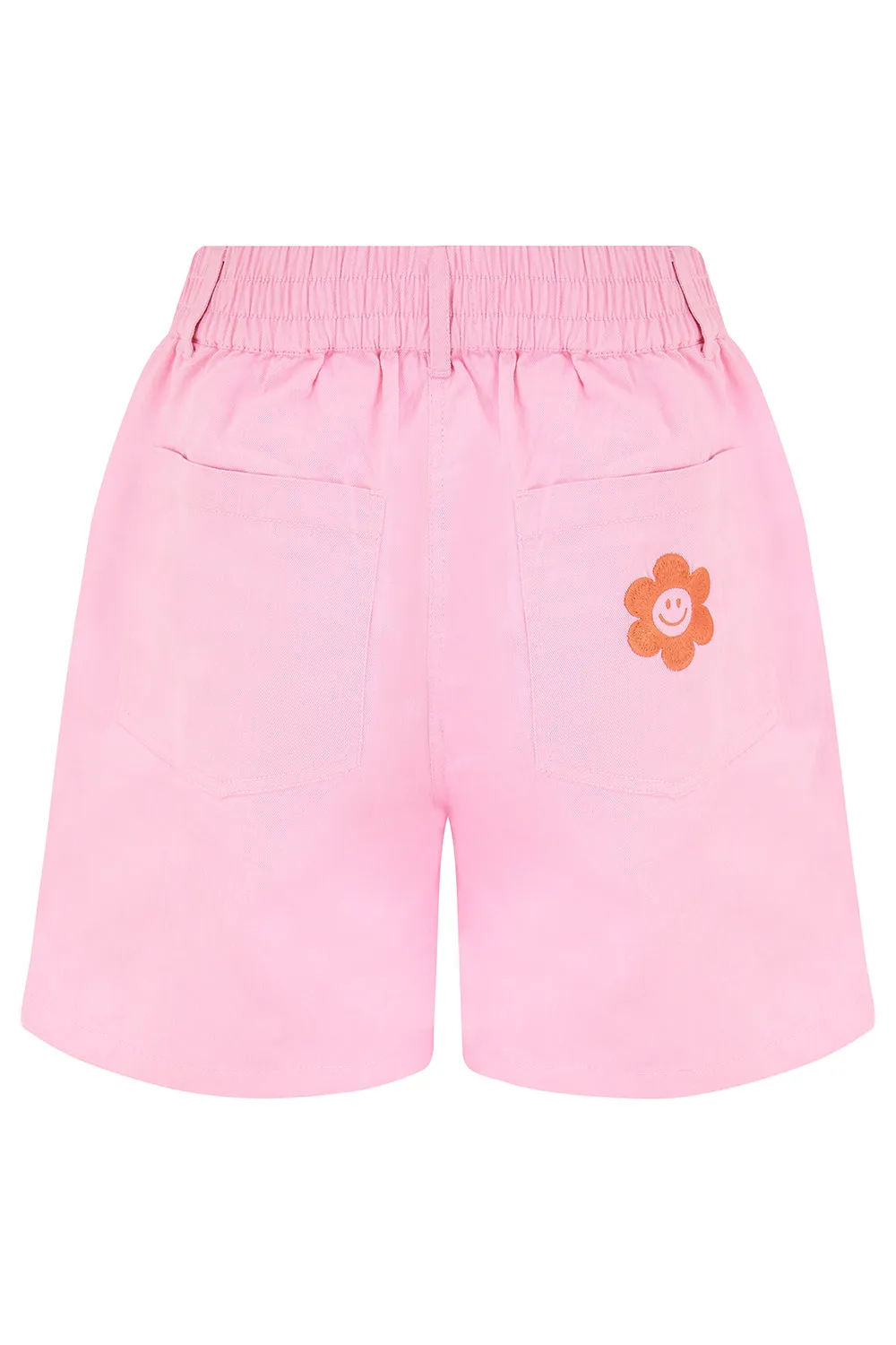 Lorrie Shorts - Pink. Smiley Flower Pocket
