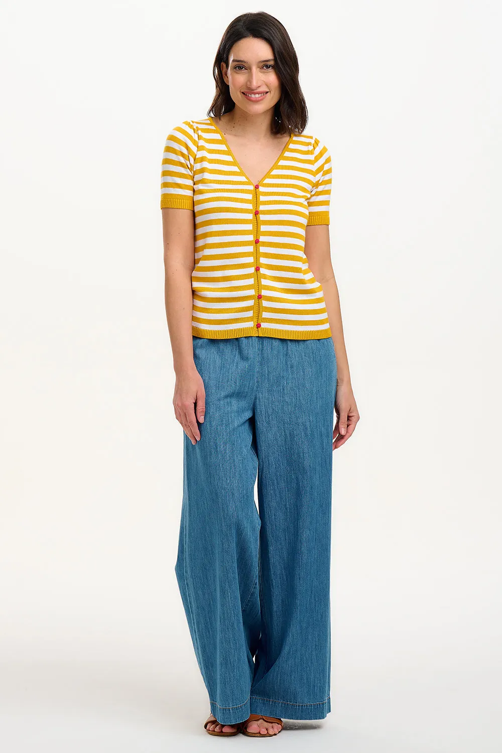 Lottie Knit Top - Yellow / Off-White. Cake Stripe